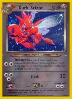 Moderately Played Dark Scizor - 9/105 - Holo Rare - Unlimited Edition Pokemon Ne - Image 1