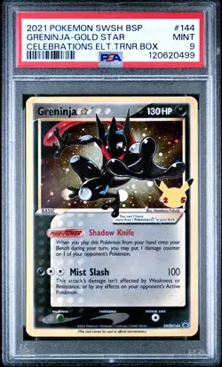 2021 POKEMON SWSH BLACK STAR PROMO #144 GRENINJA-GOLD STAR PSA 9 - Image 1