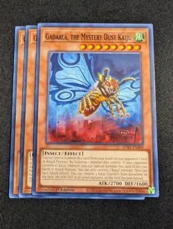 Yugioh - 3x Gadarla, the Mystery Dust Kaiju SDBT-EN009 1st Common NM - Image 1