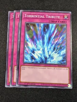 Yugioh - 3x Torrential Tribute SR14-EN037 1st Edition Common NM - Image 1
