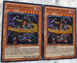 Yugioh 2x Darkflare Dragon SDDC-EN002 Ultra Rare 1st Edition Near Mint Pair - Image 5