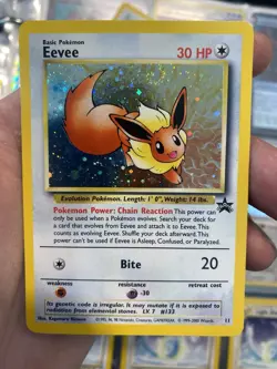 Pokemon TCG Eevee Holo WOTC Promo #11 Black Star Promo SWIRL LP Card - Image 1