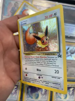 Pokemon TCG Eevee Holo WOTC Promo #11 Black Star Promo SWIRL LP Card - Image 2