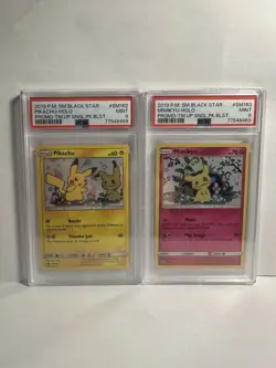 PSA 9 Pikachu & Mimikyu Holo - SM 162 & 163 Team Up Blister Promo Pokemon Cards - Image 1