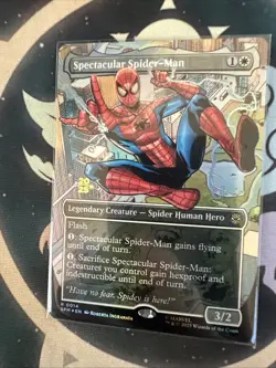 Spectacular Spider-Man Borderless PreRelease FOIL Marvel MTG Stamped - Image 1