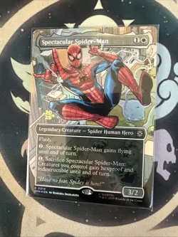 Spectacular Spider-Man Borderless PreRelease FOIL Marvel MTG Stamped - Image 2
