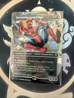 Spectacular Spider-Man Borderless PreRelease FOIL Marvel MTG Stamped - Image 3