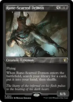Rune-Scarred Demon (Foil Etched) [Commander Masters] Lightly Played Foil - Image 1