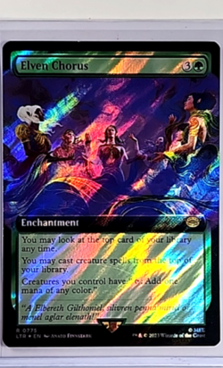MTG Magic The Gathering Lord of the Rings Extended Art Surge Foil Elven Chorus - Image 1