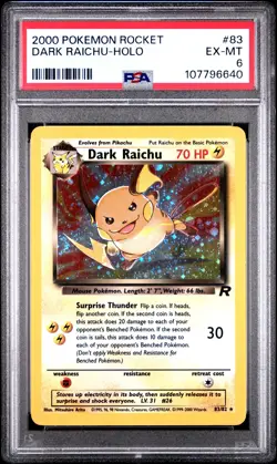 2000 POKEMON ROCKET #83 DARK RAICHU-HOLO PSA 6 - Image 1