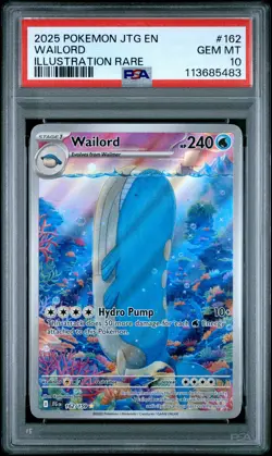 2025 POKEMON JTG EN-JOURNEY TOGETHER ILLUSTRATION RARE #162 WAILORD PSA 10 - Image 1