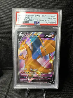 2020 Pokemon Champions Path ETB Promo Charizard V SWSH050 PSA Gem Mint 10 - Image 2