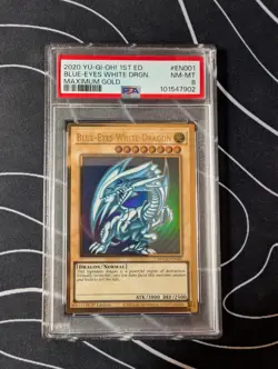 Yu Gi Oh PSA 8 Blue-Eyes White Dragon Mago-En001 Maximum Gold 1st Edition - Image 1