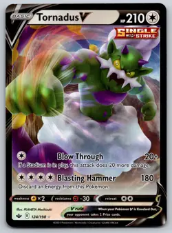 Tornadus V 124/198 SWSH06: Chilling Reign NM Pokemon Card TCG - Image 1