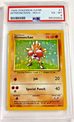 Hitmonchan 007/102 Base Set Holo PSA 6 Unlimited Edition Pokemon Card 1999 TCG - Image 1