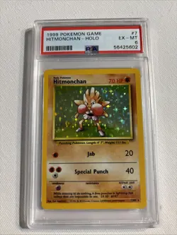 Hitmonchan 007/102 Base Set Holo PSA 6 Unlimited Edition Pokemon Card 1999 TCG - Image 2