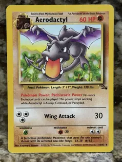 Aerodactyl Pokemon Card Fossil Set 16/62 Non-Holo Vintage 1999 - MP/LP - Image 1