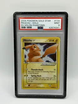 2006 Pokemon Gold Star Pikachu #104 PSA 9 Gem Mint Holon Phantoms - Image 1