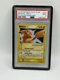 2006 Pokemon Gold Star Pikachu #104 PSA 9 Gem Mint Holon Phantoms - Image 2