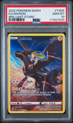 2022 POKEMON SWORD & SHIELD BRILLIANT STARS #TG05 FULL ART/ZEKROM PSA 10 - Image 1
