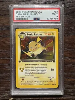 Dark Raichu 83/82 1st Edition PSA 9 Pokemon Team Rocket Holo Rare 2000 - Image 1