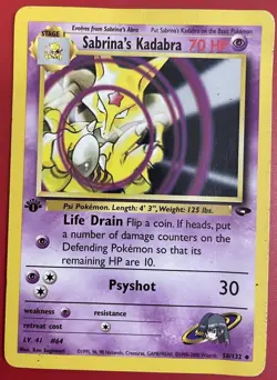 Pokemon Sabrina's Kadabra 58/132 - Gym Challenge 1st Edition Non-Holo - Image 1