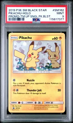 2019 POKEMON SM BLACK STAR PROMO TEAM UP SINGLE PACK BLISTERS PIKACHU-HOLO PSA 9 - Image 1
