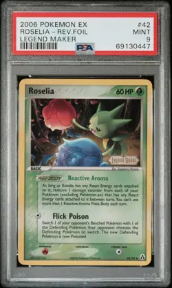 2006 Pokemon EX Legend Maker 42 Roselia Reverse PSA 9 Mint - Image 1
