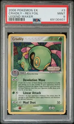 2006 Pokemon EX Legend Maker 3 Cradily Reverse PSA 9 Mint - Image 1