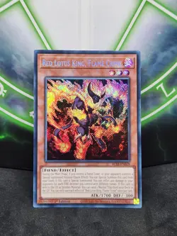 Yugioh Red Lotus King, Flame Crime BLTR-EN028 Secret Rare 1st Edition NM - Image 1