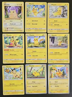 Pikachu Lot x9 Pokemon Card TCG Evolutions Hidden Fates Cosmic Eclipse VLP/NM - Image 1