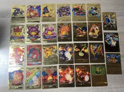 Pokemon Charizard Pikachu Poncho Card Lot Of 27 Gold Foil Fan Art Cards GX VMAX - Image 1