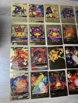 Pokemon Charizard Pikachu Poncho Card Lot Of 27 Gold Foil Fan Art Cards GX VMAX - Image 4