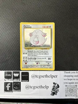 Pokemon TCG: Chansey Holo Rare Card 3/102 Base Set Unlimited VTG WOTC LP - Image 1