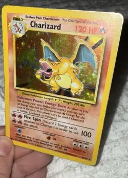 Pokemon Charizard 4/102 Holo Base Set Trading Card Game 1995 Rare Card Vintage - Image 1