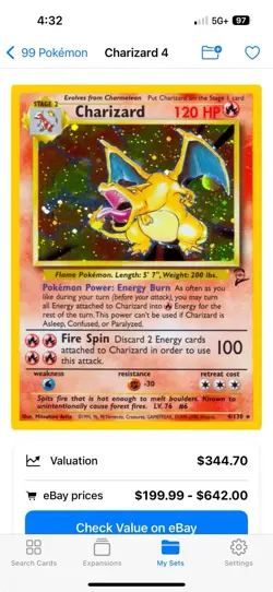 Pokemon Charizard 4/102 Holo Base Set Trading Card Game 1995 Rare Card Vintage - Image 5