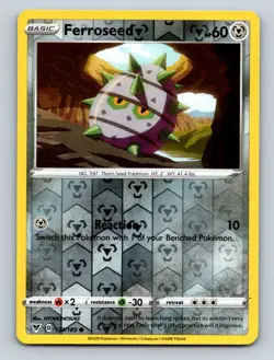 Ferroseed Reverse Holo LP #123/185 SWSH04: Vivid Voltage Pokemon Card - Image 1