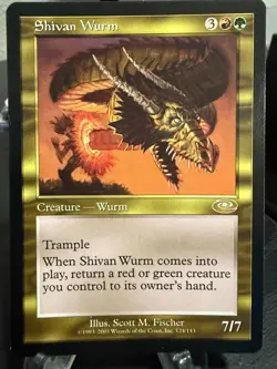 MTG Magic the Gathering Planeshift Shivan Wurm - Image 1