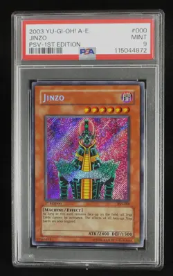 PSA 9 YuGiOh Jinzo PSV-000 1st Secret Rare Asian English Pharaoh's Servant 2003 - Image 1