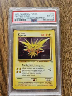 Pokemon TCG Zapdos Fossil Holo PSA 6 Unlimited Rare Card - Image 1
