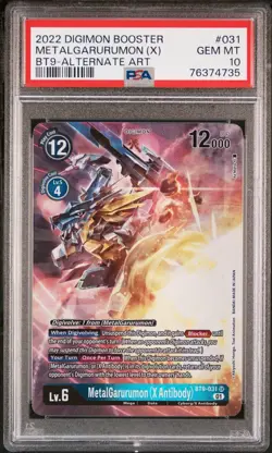 PSA 10 MetalGarurumon X Antibody BT9-031 Alt Art Super Rare Digimon Card Game - Image 1