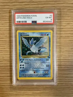 Pokemon TCG Articuno Fossil Holo Unlimited Rare Card 2/62 PSA 6 - Image 1