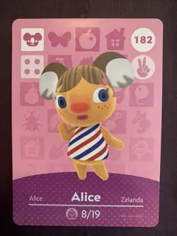 Animal Crossing Amiibo Card Series 2 Alice #182 182-HG-AOE LP Ships Fast - Image 1