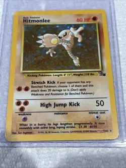 Pokemon Card - Hitmonlee 7/62 Fossil Set Holo Rare Set WOTC Vintage - Image 1