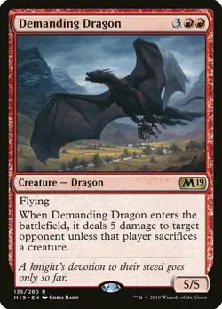 1x Demanding Dragon - NM English MTG - Magic 2019 - Image 1