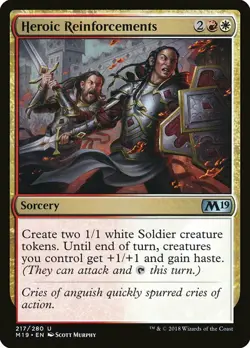 1x Heroic Reinforcements - NM English MTG - Magic 2019 - Image 1