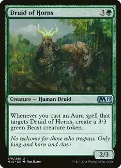 1x Druid Horns - NM English MTG - Magic 2019 - Image 1