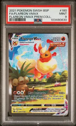 2021 POKEMON SWSH BLACK STAR PROMO #180 FULL ART/FLAREON VMAX PSA 9 - Image 1