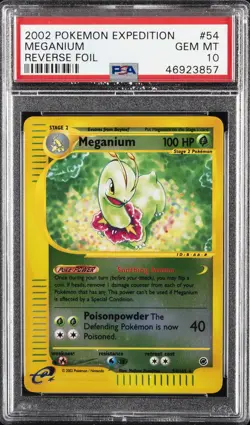 2002 POKEMON EXPEDITION #54 MEGANIUM-REVERSE FOIL PSA 10 - Image 1