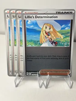 4x Lillie's Determination 119/132 Mega Evolution Pokemon Playset 1x Reverse Holo - Image 1